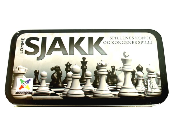 Skakksæt med magnetiske brikker 12x12 cm Rejseskak - Kongens højde 3 cm 